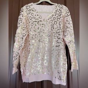 NWOT: Don't Let Me Go Mauve Pink Metallic Leopard Sweater